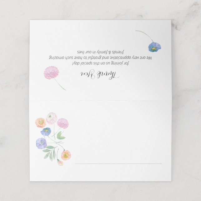 Cartões de Local de Casamento Floral de primavera  (Exterior/Desdobrado)