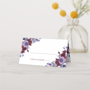 Cartões de Local de Casamento Floral Púrpura e Bra