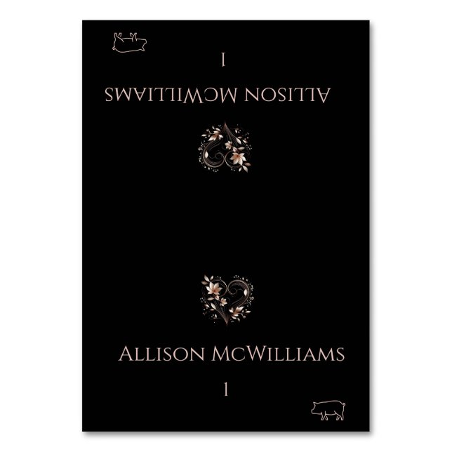 Cartões de Local de Casamento - Flores Douradas de (Frente)