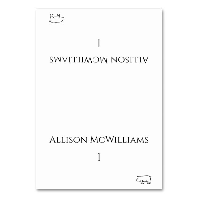 Cartões de Local de Casamento-Ícone de Porco-Coraç (Frente)