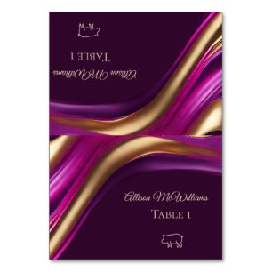 Cartões de Local de Casamento-Ícone de Porco-Roxo-
