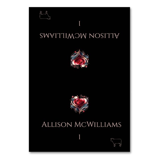 Cartões de Local de Casamento - Rosa com Forma De  (Frente)