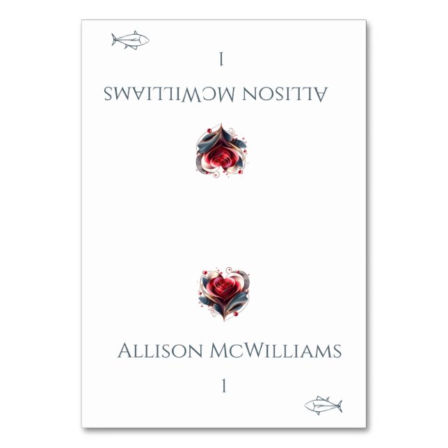 Cartões de Local de Casamento - Rosa de Forma de Í (Frente)