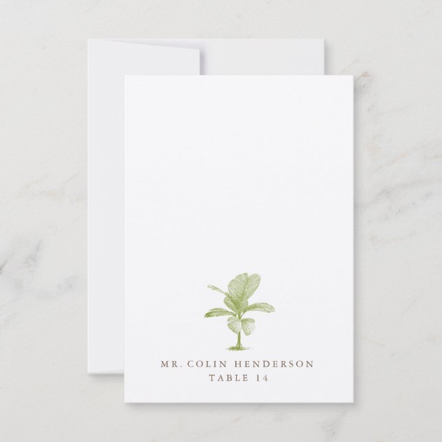 Cartões de Local de Destino de Praia com Palmeira  (Frente)