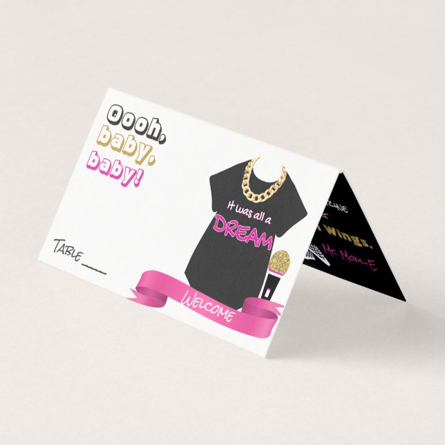 Cartões de Local de Mesa do Chá de fraldas Hip Hop (Frente)