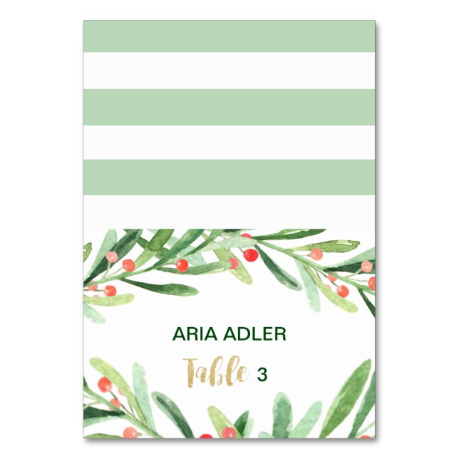 Cartões de Local de Natal Holly Wreath (Frente)