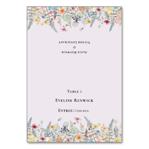 Cartões de Local para Lavanda de Wildflower Fern