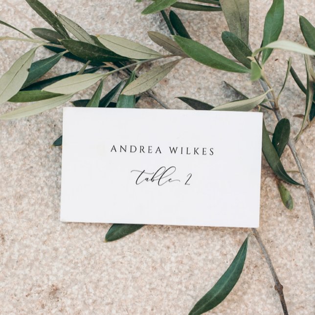 Cartões de Local Simples De Casamento Moderno Indi (Elegant Romantic Simple Individual Custom Printed Wedding Place Cards - Flat)