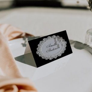 Cartões de Localização de Casamento em Renda Preta