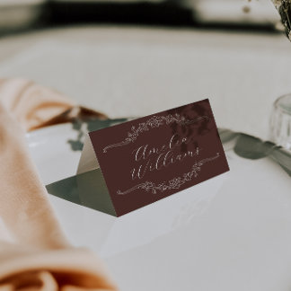 Cartões de Localização de Casamento Floral Marrom