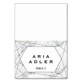 Cartões de localização de mármore geométrico branc