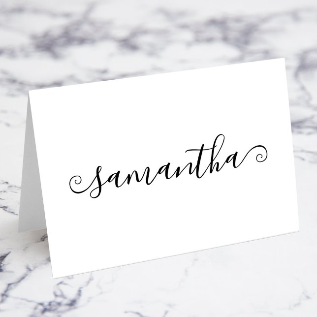 Cartões de Localização de Nome de Assinatura de Tr (Short Curly Swash Signature Name Place Cards)