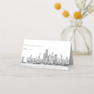 Cartões de Lugar com a Silhueta de Chicago