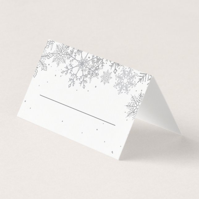 Cartões de lugar com Floco de Neve Prateado (Frente)