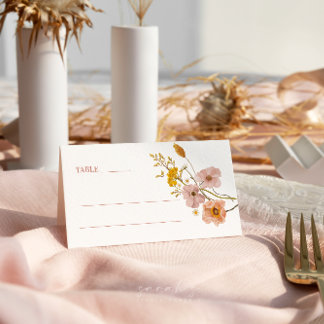 Cartões de lugar com flores silvestres, cartões de