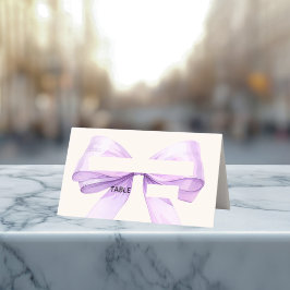 Cartões de lugar com laço de marfim Lavanda Elegan
