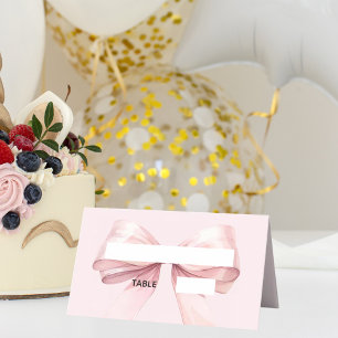 Cartões de lugar com Laço Rosa Dobrados Elegante