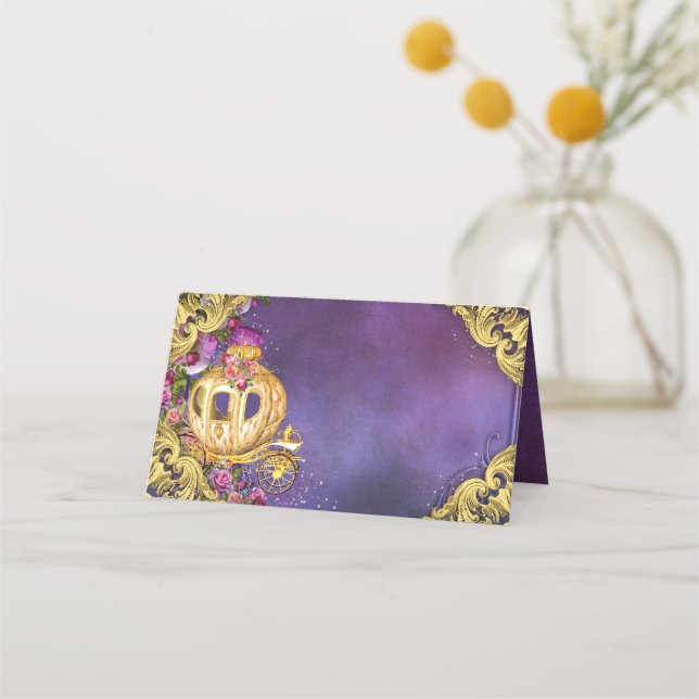 Cartões de lugar de carruagem da princesa de ouro  (Frente)