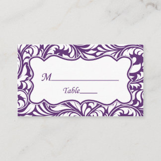 Cartões de Lugar de Casamento Branco Roxo | Cartão