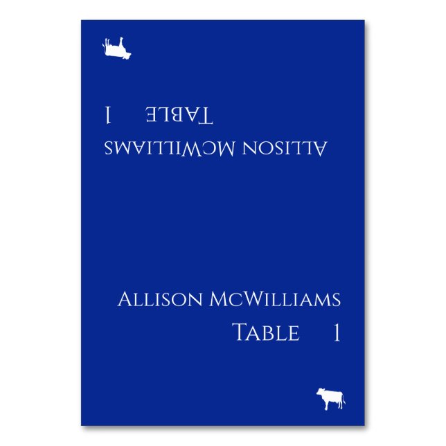 Cartões de lugar de casamento - Carnes, Ícone-Azul (Frente)