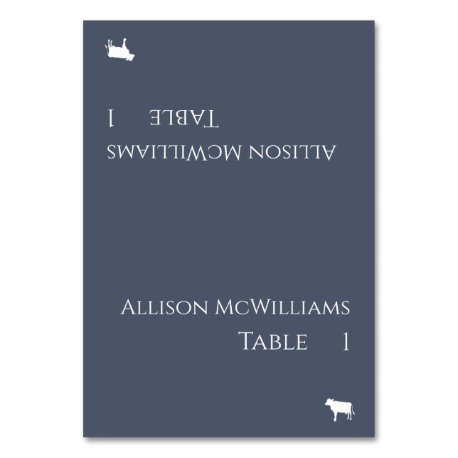 Cartões de lugar de casamento - Carnes, Ícone-Azul (Frente)