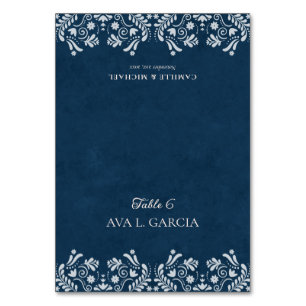 Cartões de lugar de casamento com tema Talavera Az