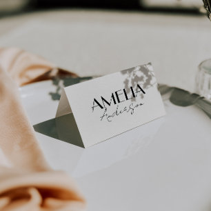 Cartões de lugar de casamento de marfim preto sofi