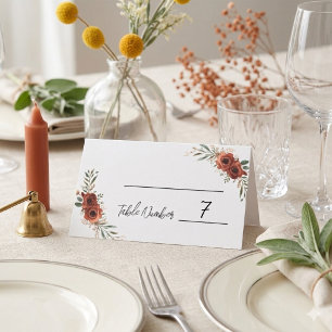 Cartões de lugar de casamento em terracota floral