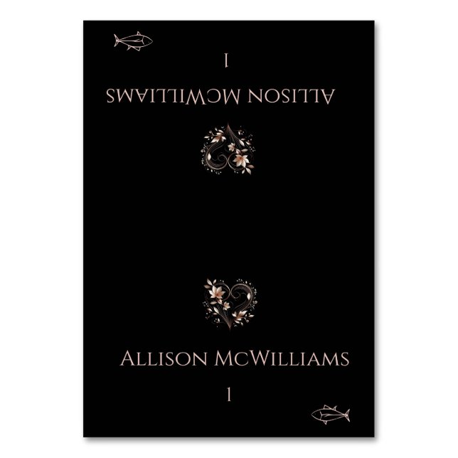 Cartões de lugar de casamento - Ícone de peixe - F (Frente)