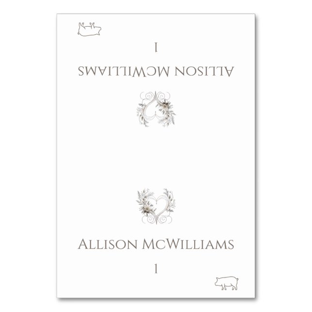 Cartões de lugar de casamento - Ícone de Porco - F (Frente)