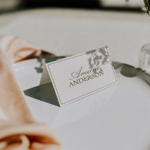 Cartões de lugar de casamento Old Money em creme v