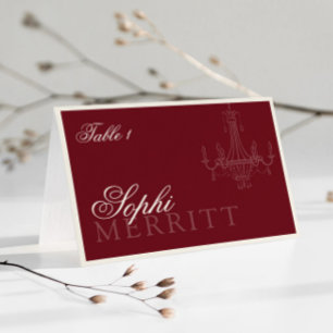 Cartões de lugar de casamento vinho tinto Elegant
