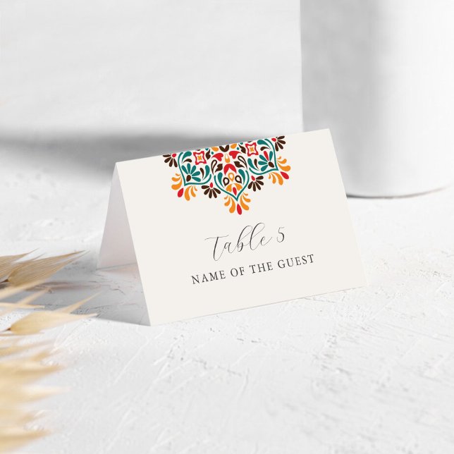 Cartões de lugar de mandala floral rústica boho na (Criador carregado)