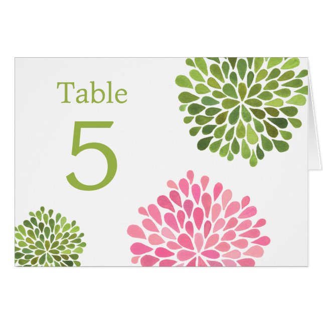 Cartões de lugar de mesa com flores rosa verde Cas (Frente horizontal)