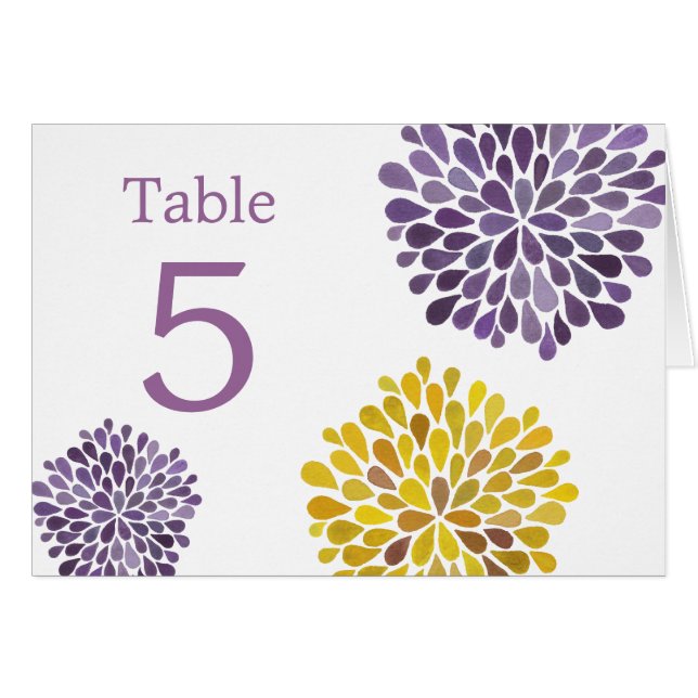 Cartões de lugar de mesa Flores de Dália Roxo Amar (Frente horizontal)