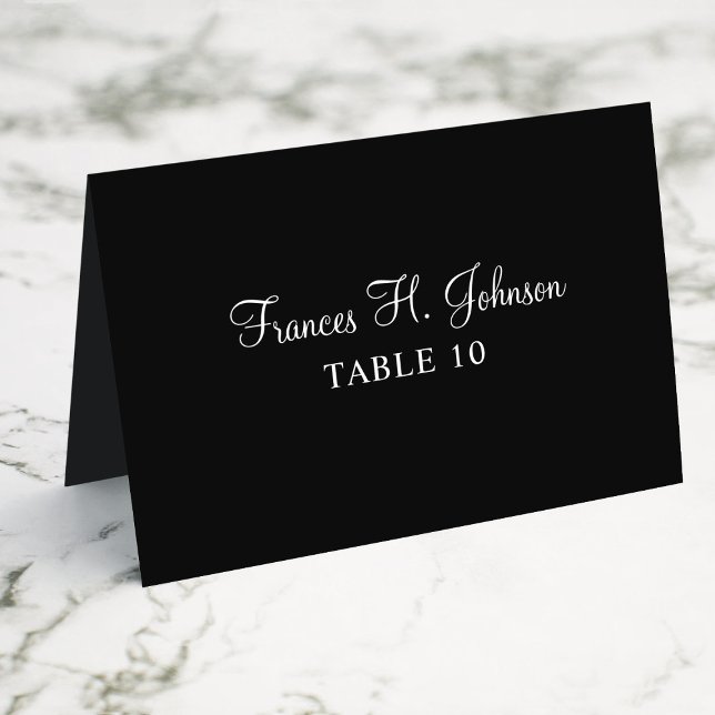 Cartões de lugar para caligrafia, preto e branco (Fold Your Own Individually Customized Place Cards)