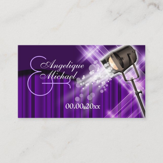 Cartões de lugar para casamento do tema Hollywood (Frente)