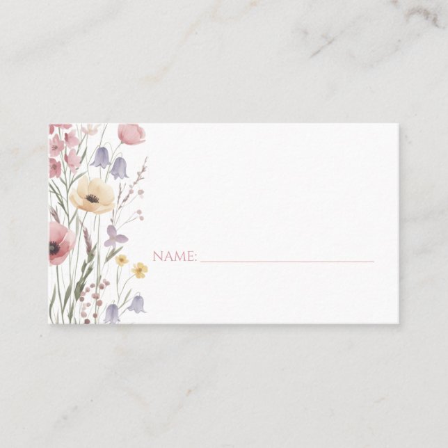 Cartões de Lugar para Chá de Bebê com Flores Silve (Frente)