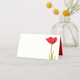 Cartões de lugar para convidados da tulipa vermelh