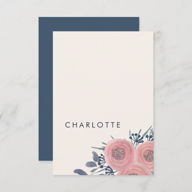 Cartões de lugar pré-impressos Blush Poppies (Frente/Verso)