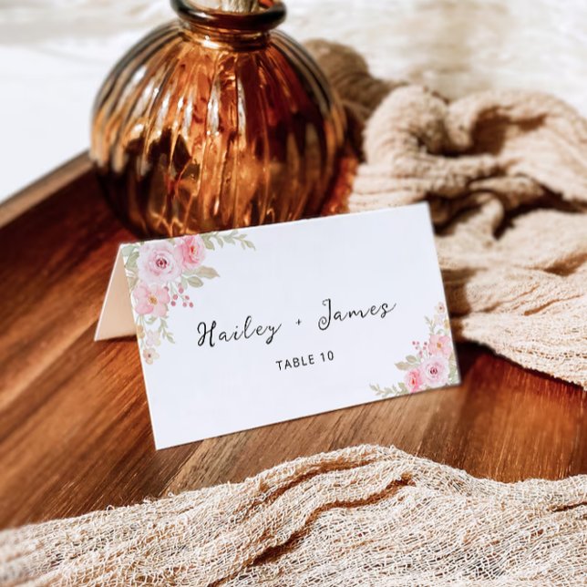 Cartões de lugar rosa Modelo (Rose Wedding Place cards Template)