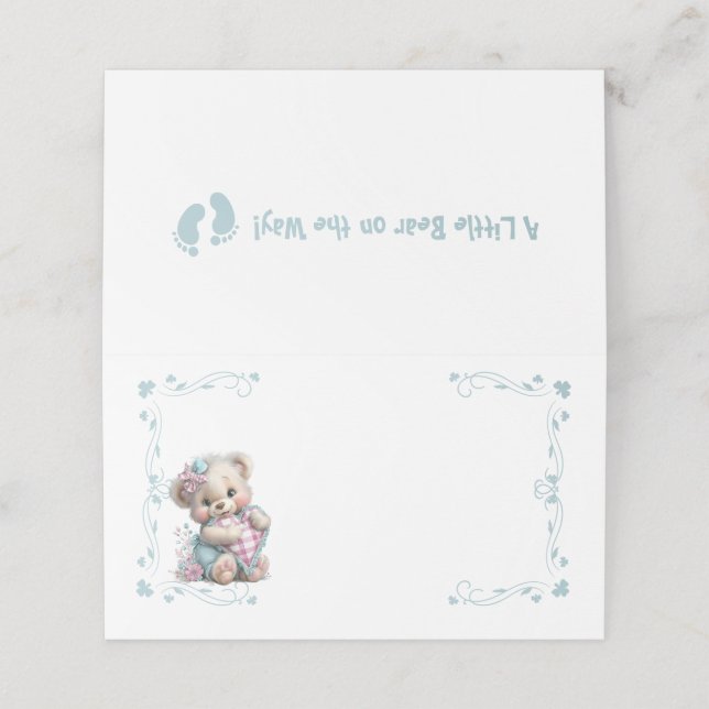 Cartões de Lugar Urso de Pelúcia Chás de Bebê (Exterior/Desdobrado)