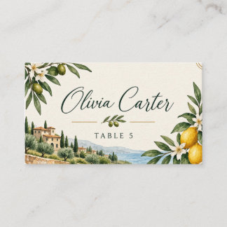Cartões de Lugares de Casamento com Limão Mediterr