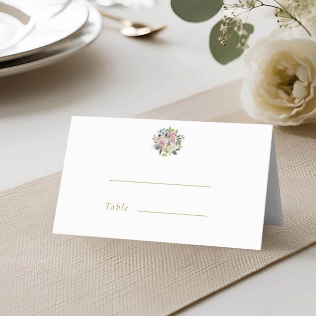 Cartões de Lugares de Casamento Florais Rosa Rústi (Criador carregado)