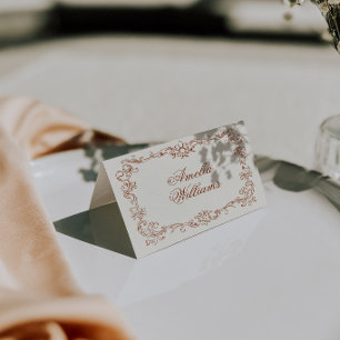 Cartões de Lugares de Casamento Laranja Queimado V