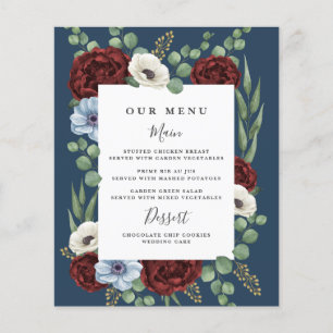 Cartões de Marinho de Casamento de Peony Dusty, Bu