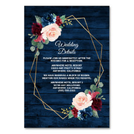 Cartões de marinho Dourados para Casamento Rosa-Ro