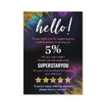 Cartões de Marketing de Desconto Dourado Preto Gli