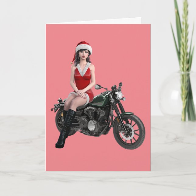 CARTÕES DE MENINA DE MOTOCICLETA NO NATAL (Frente)