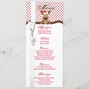 Cartões de menu 4x9.25 Reindeer Natal XMAS Polka D